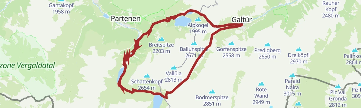Route map: 7169 Silvretta 3 Seen-Runde